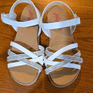 Jellypop White and Silver Glitter Sandals